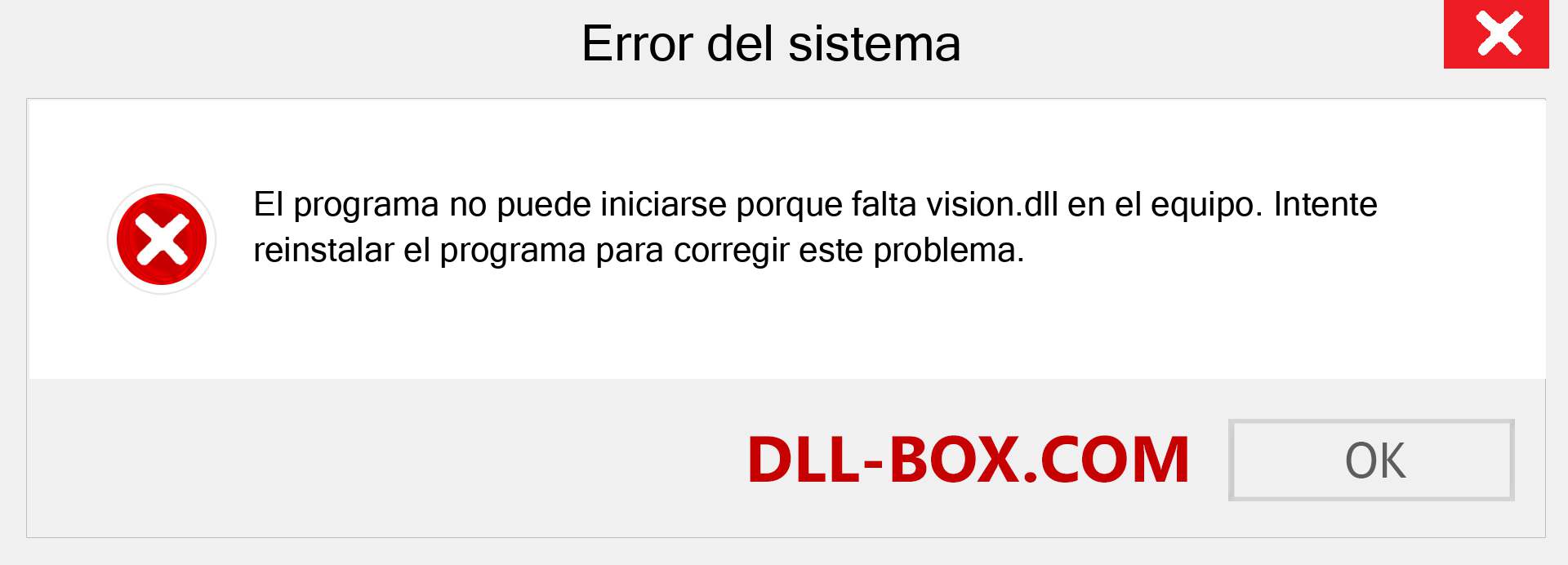 ¿Falta el archivo vision.dll ?. Descargar para Windows 7, 8, 10 - Corregir vision dll Missing Error en Windows, fotos, imágenes